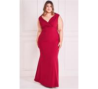Goddiva Women's Front Wrap Off-The Shoulder Maxi Dress in Wine | Size: 24 Goddiva Wine 24