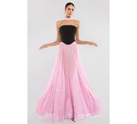 Goddiva Women's Gathered A Line Glitter Chiffon Maxi Skirt in Pink | Size: Large Goddiva Pink L