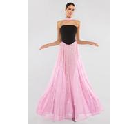 Goddiva Women's Gathered A Line Glitter Chiffon Maxi Skirt in Pink | Size: Medium