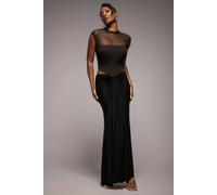 Goddiva Women's Gathered Front Dipped Waist Maxi Skirt in Black | Size: Medium Goddiva Black M