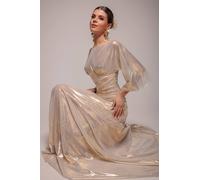 Goddiva Women's Gravity Defying Naked Maxi Dress in Gold | Size: 8 Goddiva Gold 8