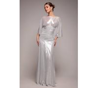 Goddiva Women's Gravity Defying Naked Maxi Dress in Silver | Size: 8 Goddiva Silver 8