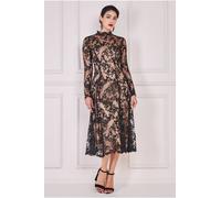 Goddiva Women's Lace Multiway Midi With Flared Skirt in Black | Size: 10