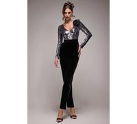 Goddiva Women's Liquid Sequin Jumpsuit With Corsage in Silver | Size: 14 Goddiva Silver 14