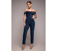 Goddiva Women's Lurex Cowl Neck Jumpsuit in Cobalt | Size: 16