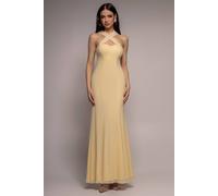 Goddiva Women's Multiway Cape Chiffon Sweetheart Maxi Dress in Yellow | Size: 16