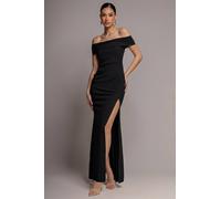 Goddiva Women's Off The Shoulder Maxi Dress With Split in Black | Size: 16 Goddiva Black 16
