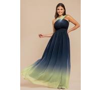 Goddiva Women's Ombre Cross Front Pleated Maxi Dress in Lime | Size: 10 Goddiva Lime 10