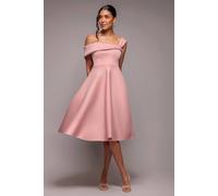 Goddiva Women's One Shoulder A Line Midi Dress in Light Pink | Size: 16 Goddiva Light Pink 16