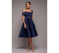 Goddiva Women's One Shoulder A Line Midi Dress in Navy | Size: 16 Goddiva Navy 16