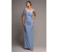 Goddiva Women's One Shoulder Asymmetric Twist Maxi Dress in Blue | Size: 14 Goddiva Blue 14