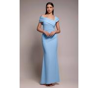 Goddiva Women's One Shoulder Scuba Crepe Evening Maxi Dress in Mid Blue | Size: 16 Goddiva Mid Blue 16