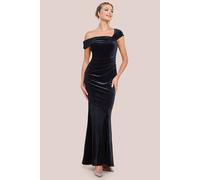 Goddiva Women's One Shoulder Velvet Maxi Dress in Black | Size: 14