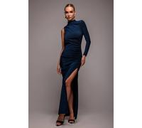 Goddiva Women's Open Lurex Back One Sleeve Maxi Dress in Cobalt | Size: 8