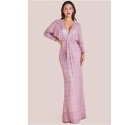Goddiva Women's Plunge V-Neck Sequin Maxi Dress in Light Beige | Size: 10