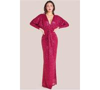 Goddiva Women's Plunge V-Neck Sequin Maxi in Wine | Size: 8 Goddiva Wine 8