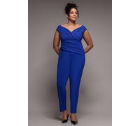 Goddiva Women's Plus Bardot Scuba Jumpsuit in Cobalt | Size: 18