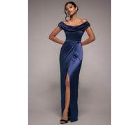 Goddiva Women's Plus Sequin Chiffon Puffy Sleeve Maxi Dress in Navy | Size: 14 Goddiva Navy 14