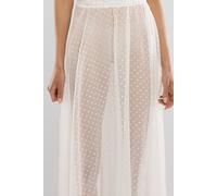 Goddiva Women's Polka Dobby Chiffon A Line Maxi Skirt in Cream | Size: Medium Goddiva Cream M