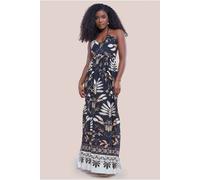 Goddiva Women's Printed Tie Back Maxi in Black | Size: 16 Goddiva Black 16