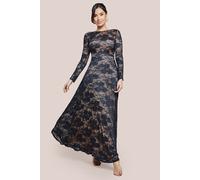 Goddiva Women's Scalloped Lace A Line Maxi Dress in Black | Size: 10 Goddiva Black 10