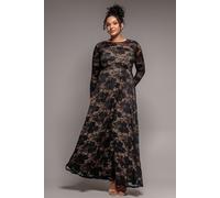Goddiva Women's Scalloped Lace A Line Maxi Dress in Black | Size: 18 Goddiva Black 18