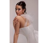 Goddiva Women's Scuba & Polka Mesh Bella Bow Multiway A-Line Midi Dress in White | Size: 14