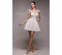 Goddiva Women's Scuba & Polka Mesh Bella Bow Multiway Skater Mini Dress in White | Size: 18 Goddiva White 18
