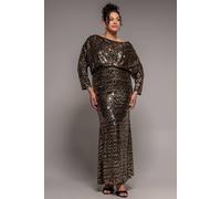 Goddiva Women's Sequin Cowl Maxi Dress in Black | Size: 22