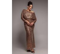Goddiva Women's Sequin Cowl Maxi Dress in Gold | Size: 26