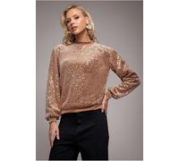 Goddiva Women's Sequin Velvet Jumper in Medium Beige | Size: 12 Goddiva Medium Beige 12