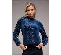 Goddiva Women's Sequin Velvet Jumper in Navy | Size: 16