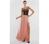 Goddiva Women's Side Split Jersey Maxi Skirt in Light Pink | Size: Large