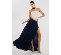 Goddiva Women's Side Split Jersey Maxi Skirt in Mid Blue | Size: Medium