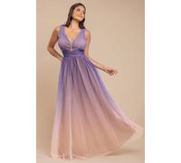 Goddiva Women's Sleeveless Ombre Pleated A Line Maxi Dress in Lilac | Size: 10