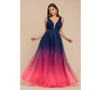Goddiva Women's Sleeveless Ombre Pleated A Line Maxi Dress | Size: 10 Goddiva Multicolor 10