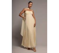 Goddiva Women's Sleeveless Pleated Chiffon Multiway Scarf Maxi Dress in Yellow | Size: 14