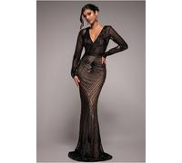 Goddiva Women's Starburst Sequin Maxi Dress in Black | Size: 18