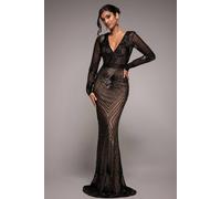 Goddiva Women's Starburst Sequin Maxi Dress in Black | Size: 8