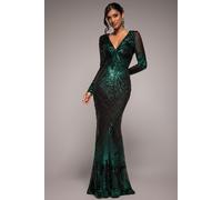 Goddiva Women's Starburst Sequin Maxi Dress in Emerald | Size: 10 Goddiva Emerald 10