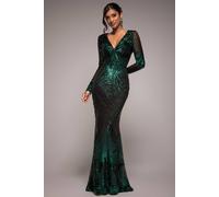 Goddiva Women's Starburst Sequin Maxi Dress in Emerald | Size: 8