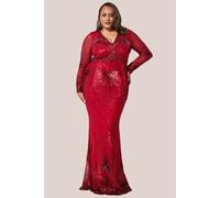 Goddiva Women's Starburst Sequin Maxi Dress in Red | Size: 18 Goddiva Red 18