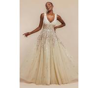 Goddiva Women's Sunray Sequin A Line Sleeveless Maxi Dress in Yellow | Size: 10 Goddiva Yellow 10