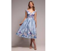 Goddiva Women's Sweetheart Floral Midi Dress in Light Blue | Size: 10
