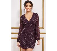 Goddiva Women's Wrap Over Sequin Mini in Wine | Size: 8 Goddiva Wine 8