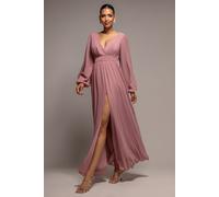 Goddiva Wrap Back With Front Slit Chiffon Maxi Dress - Lilac by Goddiva - Lilac - 18