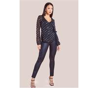 Goddiva Wrap Sequin Top With Cami - Blackgold by Goddiva - Black - 8
