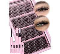 Goddvenus Cluster Lashes Kit Individual Eyelashes 30D 40D 50D 60D Natural Wispy D Curl Lash Clusters 320pcs 12mm-18mm EyelashClusters Fluffy Lashes Individual Cluster For DIY Lash Extension