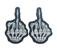 GodEagle Metalic Blingbling Skull Skeleton Bone Middle Finger Ghost Outlaw Motorcycle Biker MC Club Sew/Iron on Embroidered Appliqued Badge Sign Biker Patch on Your Jacket Back