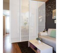 GoDear Design 4 Panel Room Dividers Screen 116 cm-218 cm W x Up to 243 cm H, Extendable 4-Rail Sliding Track Privacy Screens Room Dividers, BedRoom Panel Screens, Woven Room Divider Curtains, Eclipse